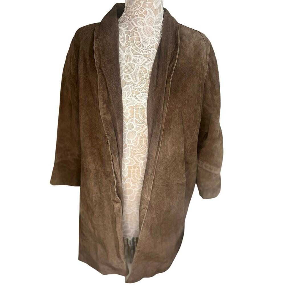 Vintage La Vogue Genuine Rustic Leather Open Coat–Women’s Medium– Made in Korea